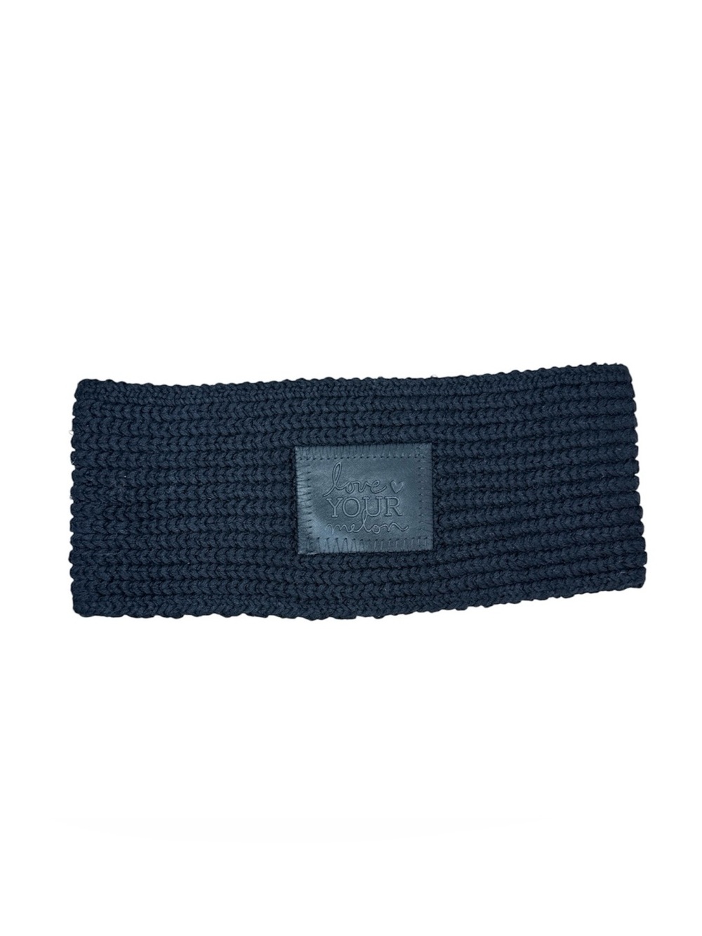 NWOT - Love Your Melon : Black Cotton Knit w Leather Patch Ear Warmer Headband